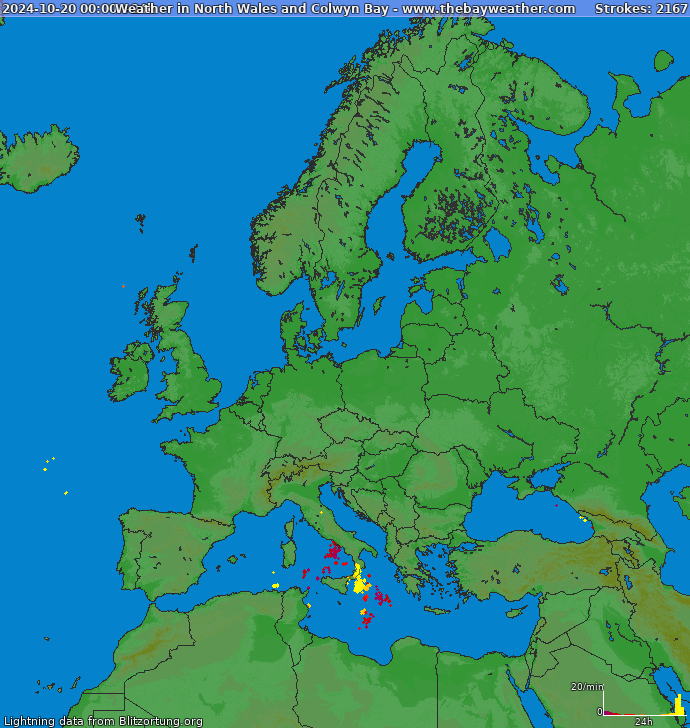 Lightning map Europe 2024-10-21