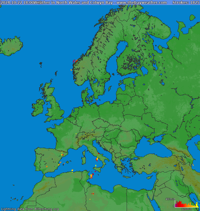 Carte de la foudre Europe 22/10/2024 (Animation)