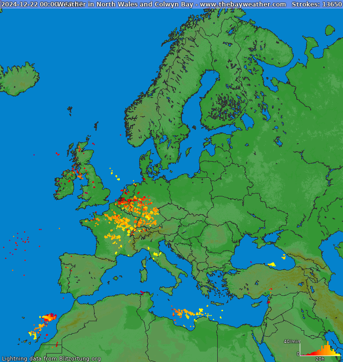 Lightning map Europe 2024-12-22